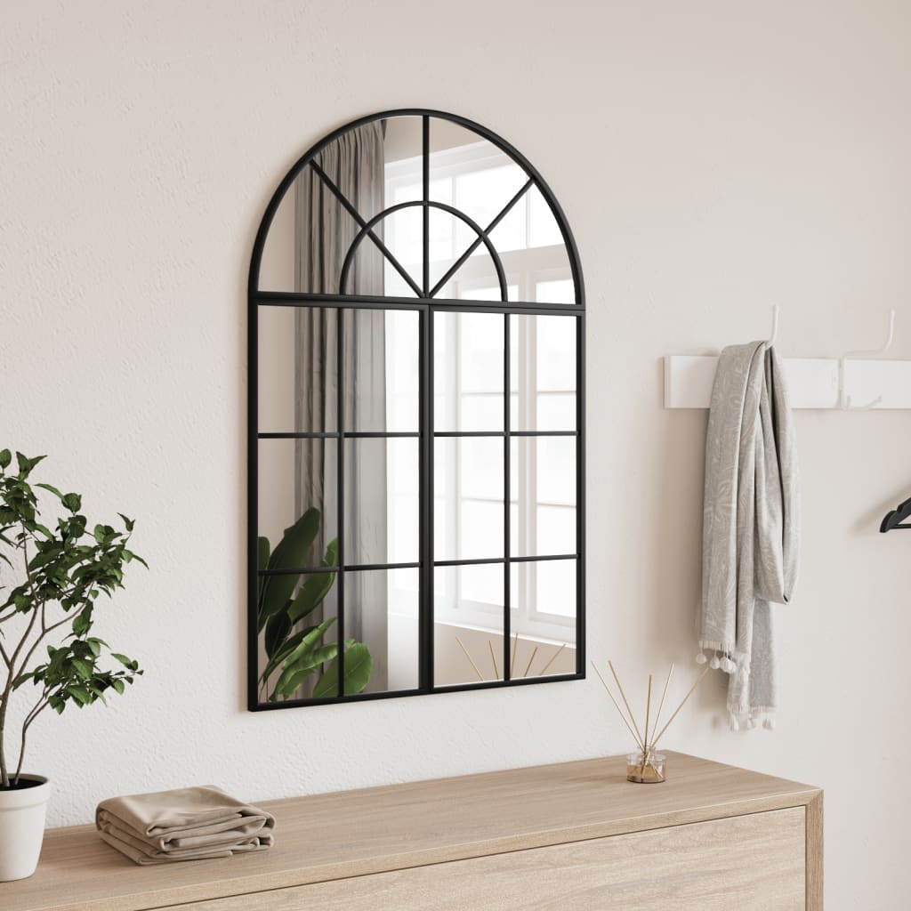 Wall Mirror Black Arch Iron